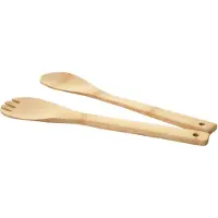 Mendler Salatbesteck HWC-C12, Besteck Küchenzubehör Servierbesteck Gabel Löffel 2-teilig, Bambus 1x6x30cm