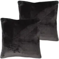 Bestlivings Dekokissen Kuschel Kissenbezug mit Reißverschluss 45 x 45 cm Schwarz 2er Pack