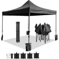 IvoQ Premium Partyzelt 3x3 m – Extra stabiles Modell – Easy Up & Wasserdicht – Inkl. Sandsäcke – Schwarz