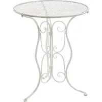 Kobolo Tisch Metalltisch Gartentisch Beistelltisch Deko - Metall - rund - weiß - Esstisch Terrassentisch Gartenmöbel Balkontisch Beistelltisch Deko