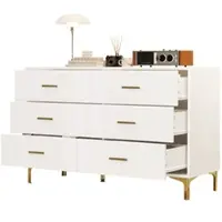 HAUSS SPOLE Kommode 120x40x76 Sideboard Türkommode 6 Schubladen MDF modern Stauraum Wohnzimmer Schlafzimmer elegant Weiß