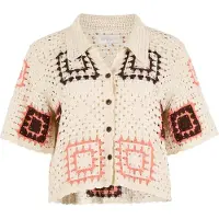 Apricot Shirttop "Bluse" mit quadratischem Häkelmuster