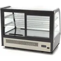 Maxima - 9400850 - Kühlvitrine 160L mit Schiebetüren hinten, Glaskurve, LED-Beleuchtung, 88x56,8x68,6 cm