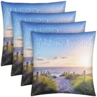 Bestlivings Outdoor Kissen mit Strandmotiv - Ankerplatz - 4 Stück ( 4er Pack )