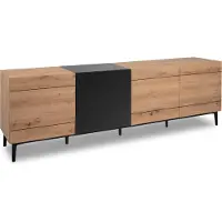 CALICOSY Nola 57A Lowboard, Nachbildung Artisan Oak / schwarz Maß: B x H x T ca. 200 x 65 x 42 cm