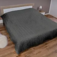 Bestlivings Bett- und Sofaüberwurf - Tagesdecke - 220cm x 240cm - Anthrazit