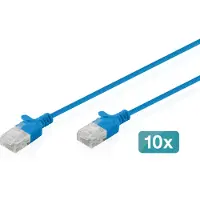 Digitus CAT 6 U-UTP Slim Patchkabel, 0,5 m, Blau, 10 Stück, 0,5 m, Cat6, U/UTP (UTP), RJ-45, RJ-45, Blau