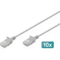 Digitus CAT 6 U-UTP Slim Patchkabel, 2 m, Grau, 10 Stück, 2 m, Cat6, U/UTP (UTP), RJ-45, RJ-45, Grau