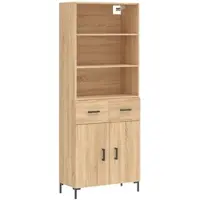 Helloshop26 - Buffet Sideboard Kommode Kleiderschrank Aufbewahrungsmöbel Organizer Küche Wohnzimmer Lounge hohe Sonoma-Eiche 69,5 x 02_0034152