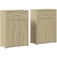 Helloshop26 - Buffet Sideboard Kommode Kleiderschrank Aufbewahrungsmöbel Organizer für Küche Wohnzimmer Lounge 2er-Set Sonoma 60 x 02_0036813