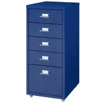 Helloshop26 - Büroschrank Rollcontainer mit 5 Schubladen 69 x 28 x 41 cm blau
