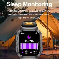 Lixada Intelligente Sportuhr mit Fitness-Tracker, LED-Taschenlampe, 2,0-Zoll-Bildschirm, über 100 Sportmodi, BT-Anruffunktion, schwarz-orange