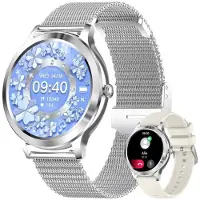 Lige 2026 Smartwatch Damen Silber mit HD-Display, Herzfrequenz, SpO₂, EKG, Fitnessuhr, Aktivitätstracker, Bluetooth-Anrufe, IP67 wasserdicht (Silber)