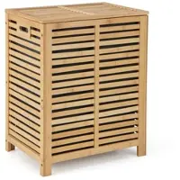 Helloshop26 - Wäschekorb 80 Liter 50 x 35 x 62 cm mit herausnehmbarem Innenbeutel und Deckel aus natürlichem Bambus 20_0012968