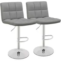 Helloshop26 - Set aus 2 drehbaren Barhockern 42,5 x 43 x 96,5–116,5 cm ergonomischer Komfort elegantes Design in grauem Kunstleder