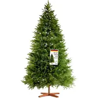 Valle Verde Premium Weihnachtsbaum 180 cm 100% PE Nadeln, Spritzguss, künstlich - inkl. Holzständer und Aufbewahrungstasche - Naturgetreuer Tannenbaum