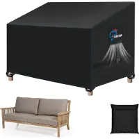 OEM Loveseat-Hülle für Gartenbank - wasserdicht und UV-beständig - 1 Stück - schwarz - 420D Polyester - 220 x 100 x 89/61 cm