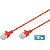 Digitus CAT 6 U-UTP Slim Patchkabel, 5 m, Rot, 10 Stück, 5 m, Cat6, U/UTP (UTP), RJ-45, RJ-45, Rot