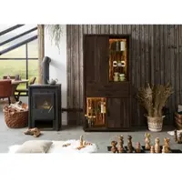 MASSIVMOEBEL24.DE Schrank Akazie 88x40x180 dunkelbraun lackiert BARK #203