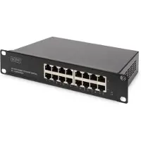 Digitus 10" Gigabit Ethernet Switch, 16-Port, Unmanaged, Unmanaged, Gigabit Ethernet (10/100/1000), Vollduplex, Rack-Einbau, 1U
