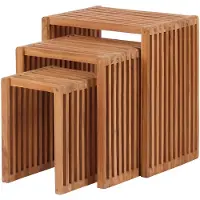 Mr. Deko Teakholz Garten-/Beistelltische - bene living - 3er Set-Kombination