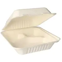 Papstar 125 Menüboxen, Zuckerrohr "pure" 3-geteilt 7,7 cm x 20 cm x 22 cm weiss