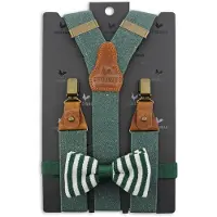 Sir Redman Hosenträger Herren Y-Form 35mm aus recyceltem Garn im Set mit Fliege grün