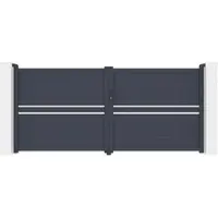Casanoov Flügeltor Cimone 350xH 160cm Graues Aluminium