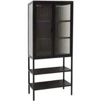 Osoltus Vitrine Schrank Riffelglas Stahl Cube Schwarz Industrial 146 X 60 Cm