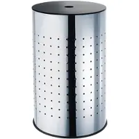 Kobolo Wäschetonne Wäschekorb Korb Edelstahl 55 Liter mit MDF Deckel
