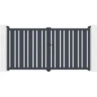 Casanoov Doppelflügeltor Aus Aluminium Veymont 300x160cm Grau