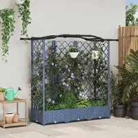 Prolenta Maison Exclusive - Hochbeet mit Rankgitter und Dach Grau 163 x 40 x 123 cm PP