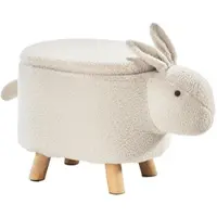 Kobolo Tierhocker Kinderhocker Hocker BUNNY Design Hase mit Staufach Teddystoff