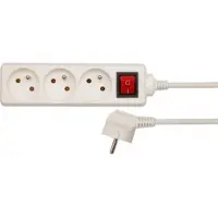 VOREL Elektrisches Verlängerungskabel, weiß, 3 Steckdosen mit Erdung, 3 m mit Schalter / 72528 /
