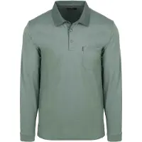 Casa Moda Langarm Poloshirt Structure Grün