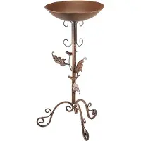 Kobolo Vogeltränke Vogelbad Futterstation RANKE - Metall Rostbraun - 33x28x61 cm - stehend Bienentränke Futterstation Bad Bird bath Feed station Deko