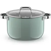 WMF Fusiontec Mineral Pro Kochtopf mit Deckel, 24 cm, Eucalyptus Haze 05.1981.5290, 6,4 l, Rund, Grün, Edelstahl, Fusiontec, Edelstahl