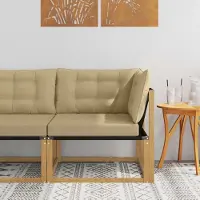 vidaXL Möbel Outdoor Ecksofa Massives Akazienholz und Textilene WeißGartenstühle - Gartenstühle c8619