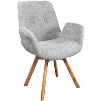 Riess Stuhl BALTIC grau natur Bouclé Massivholz Eiche -Beine mit Armlehne drehbar