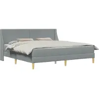 vidaXL Bettgestell mit Matratze Hellgrau 200 x 200 cm Polyester