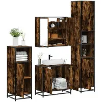 vidaXL 4-tlg. Badmöbel-Set Räuchereiche Holzwerkstoff