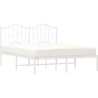 vidaXL Bettgestell mit Kopfteil Metall Weiß 160x200 cm