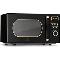 Klarstein Mikrowelle mit Grill, 800 Watt Mikrowelle Klein, 3-in-1Edelstahl-Mikrowelle Schwarz, Kleine 20 Liter Mikrowelle mit Auftau- und Pizzafunktion, Drehteller, Platzsparend, Einfach zu Bedienen