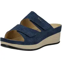 VITAL 1603 Lara komfortable und hochwertige Pantoletten Damen mit Massagefussbett aus Leder und rutschfester TPU Sohle | Pantoffel | Hausschuhe Marineblau EU 41