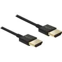 DeLOCK Slim Premium - HDMI-Kabel mit Ethernet - HDMI männlich zu HDMI männlich - 4.5 m - dreifach abgeschirmtes Twisted-Pair-Kabel - Schwarz - 4K Unterstützung