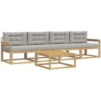 vidaXL Outdoor-Sofagarnitur 4 stk. Weiß und Hellgrau
