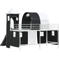 vidaXL Kinderloftbett Uni Weiß und Schwarz 100 x 200 cm Metall