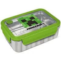 Epee Minecraft Brotdose Edelstahl 670 ml BPA-frei mit Silikondichtung und Edelstahl-Verschlussclips