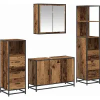 Syfax Badezimmermöbel-Set 4 stk. Altholz 90 x 33 x 60 cm