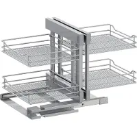 Vauth-Sagel VS Cor Flex Eckschrank Auszug Saphir - Set für Küchenunterschränke mit KB 1200mm - Korbablage aus Stahldraht, Stahl pulverbeschichtet silberfärbig